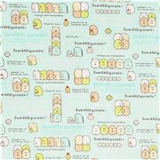 Toile à drap en coton bleue avec des animaux Sumikkogurashi par Kokka Japon