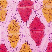 tela efecto despintado batik rosa de rombos salpicaduras