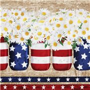 Tela patriótica jarrón bandera USA con flores