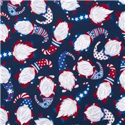 Tela de gnomos con gorros barras estrellas bandera USA