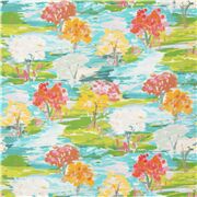 Aquarell Baumlandschaft Baumwollstoff