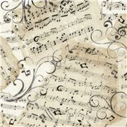 Tela beis con pentagrama nota musical clave gris negra de Timeless Treasures Retazo