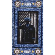 Tela azul con panel con soldado US Navy