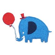 Parche termoadhesivo elefante azul con globo y sombrero rojos 1 unidad