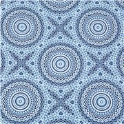 Blaues Mandala geometrisches reflektierendes Design kreisförmig