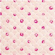 Rosafarbener Japan-Baumwollstoff mit Gitternähten im Quilt-Stil mit rosa Rosen