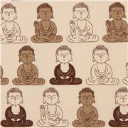 cremefarbener Dobby-Stoff mit Buddha-Muster