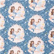 Tissu bleu foncé avec des sirènes et des décors océaniques