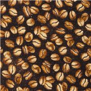 Tissu en coton marron foncé avec des grains de café