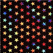 Tela minky extra ancha negra remolino estrellas multicolor