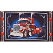 Tela gran panel completo camión rojo brillante USA algodón
