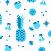 Retro Graphic Fruit in Blues Fabric by Robert Kaufman Remnant