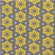 Tela gris de punto con flores amarillo verdoso