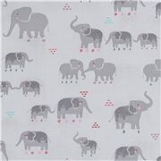 grau Mama und Baby Elefant Baumwollstoff