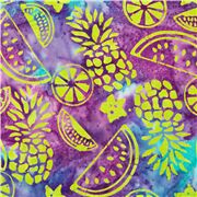 Tissu batik en coton teinté sarong multicolore style encre fruits tropicaux