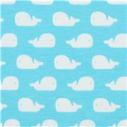 Tela de punto con mini ballenas de Stof Fabrics en azul