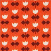 Tela naranja con mini tulipanes en flor