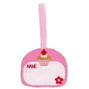 Pinkes Namensetikett mit Cupcake Blume Bügelbild Transferblatt 1 Stück