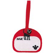 Patch porte-nom thermocollant rouge avec un chat et une trace de patte - 1 pièce
