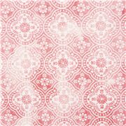 Tissu en coton à carreaux répétés avec des médaillons roses