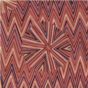 Tela rosa pardo con zig zag y círculos estrellados