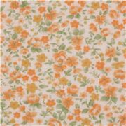 Tela de punto suave blanco roto estampado denso flores pequeñas naranjas Japón