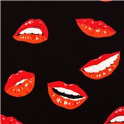 Tissu pin-up lèvres souriantes, rouges à lèvres rouges