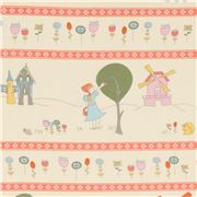 Tissu en popeline bio birch avec des bandes et des animaux