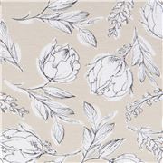 toile de Jouy Tissu jersey beige avec des fleurs