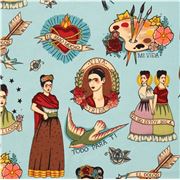 Tissu turquoise avec Frida