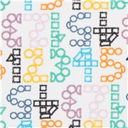 Weißer Stoff mit Mustern aus Nummern von Art Gallery Fabrics ReststÃŒck