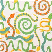 Tissu Hisses And Kisses blanc avec des serpents