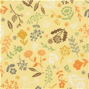 gelber Naturstoff mit Blüten Blättern