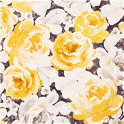 gelber Rosen grauer Stoff mit Aquarell malerisch großen Blüten