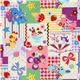 Japanese Cosmo fabric kawaii deer bear elephant purple 1