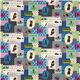 Kokka Canvas Patchwork fabric blue bear owl deer Japan 2