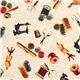 Kokka Canvas fabric with sewing machine from Japan 1