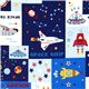 Kokka fabric for boys with spaceship rocket space 1