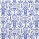 Michael Miller fabric with blue ornaments emblems bird 2