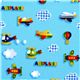 aeroplane fabric for boys helicopter de Kokka 1