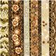 beiger Robert Kaufman Stoff mit Blumen & Gold USA 1