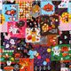 black Halloween fabric animals witches pumpkins kawaii 1