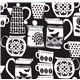 schwarzer Michael Miller Stoff Tasse Kanne 1