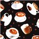 schwarzer Timeless Treasures Stoff mit Kaffee Tassen USA 1