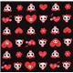 black big panda fabric with red hearts Japan 2