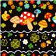 schwarzer Canvas Pilz Stoff mit Blumen von Kokka 1