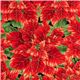 black designer Christmas fabric with red poinsettia 1