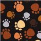 black designer fabric with brown paw prints cat 1