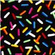 black designer fabric with funny colourful sprinkles 1