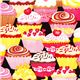 black designer fabric with packed cupcakes USA 1